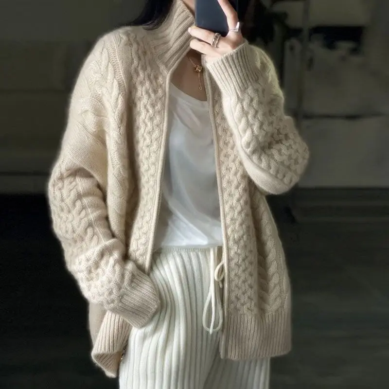 Zipper Cardigan for Women's Sweater y2k Autumn Winter Knitted Top Blouse Button Up Collar Warm Thicken Women Coat Jacket
Zipper Cardigan for Women's Sweater y2k Autumn Winter Knitted Top Blouse Button Up Collar Warm Thicken Women Coat Jacket