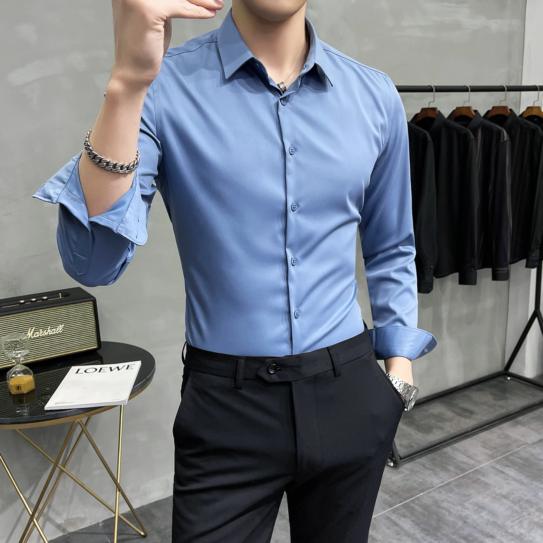 2021 Solid Colors Shirts for Men Formal Business Dress Office Work Wedding Shirts Long Sleeve Casual Social Blouse Chemise Homme
2021 Solid Colors Shirts for Men Formal Business Dress Office Work Wedding Shirts Long Sleeve Casual Social Blouse Chemise Homme