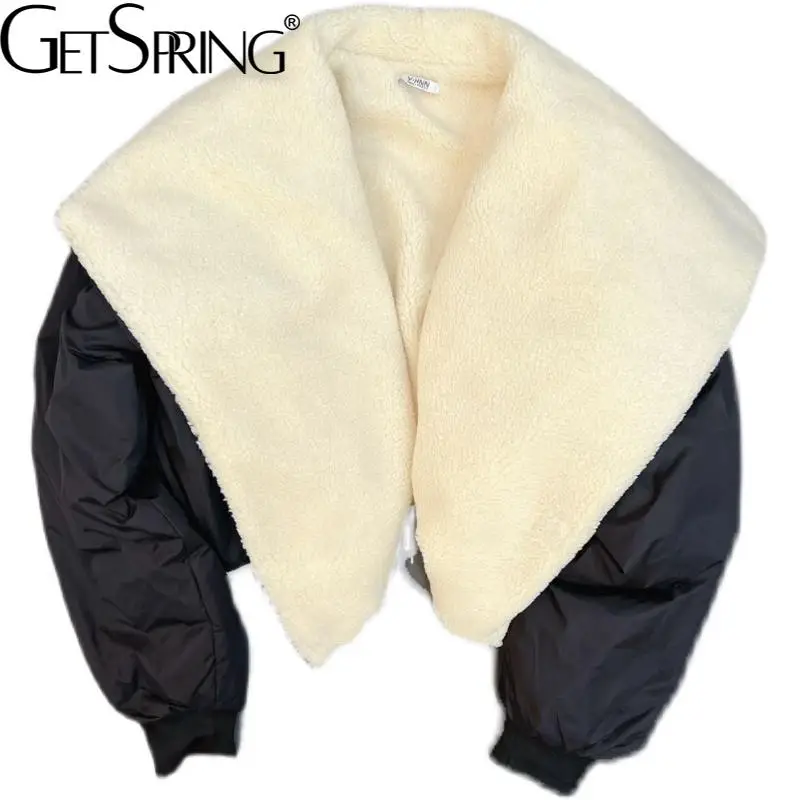 Getspring Women Down Coat Drawstring Warm Lining Down Jacket Female Short Black Gray All Match Vintage Short Winter Coat Women 
Getspring Women Down Coat Drawstring Warm Lining Down Jacket Female Short Black Gray All Match Vintage Short Winter Coat Women