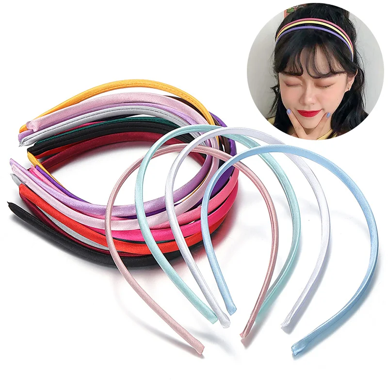 

9mm 10pcs Fabric Covered Headband Colorful Hair Hoops Blank Base Settings For DIY Making Kids Girls Hair Accessories Finding