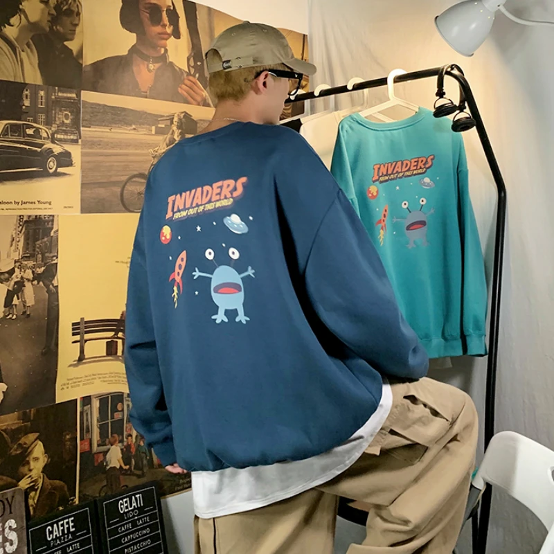 2021 Men Long Sleeve Pullover Casual hip hop Sweatshirt Couple clothing Spring new loose Streetwear cartoon fun print male tops
2021 Men Long Sleeve Pullover Casual hip hop Sweatshirt Couple clothing Spring new loose Streetwear cartoon fun print male tops