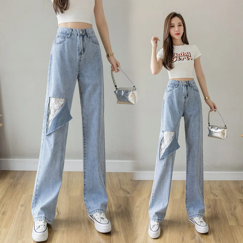 Mini Girls High Waist Jeans Female Autumn Frayed Jeans Worn Ripped Hole With Lace Patch Slim Width Leg Cowboy Demin Pants
Mini Girls High Waist Jeans Female Autumn Frayed Jeans Worn Ripped Hole With Lace Patch Slim Width Leg Cowboy Demin Pants