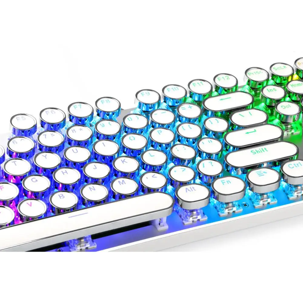 Клавиши для механической клавиатуры с подсветкой в стиле стимпанк "Steampunk Typewriter Keycaps", круглые, двухцветные, из АБС-пластика, 104 клавиши.