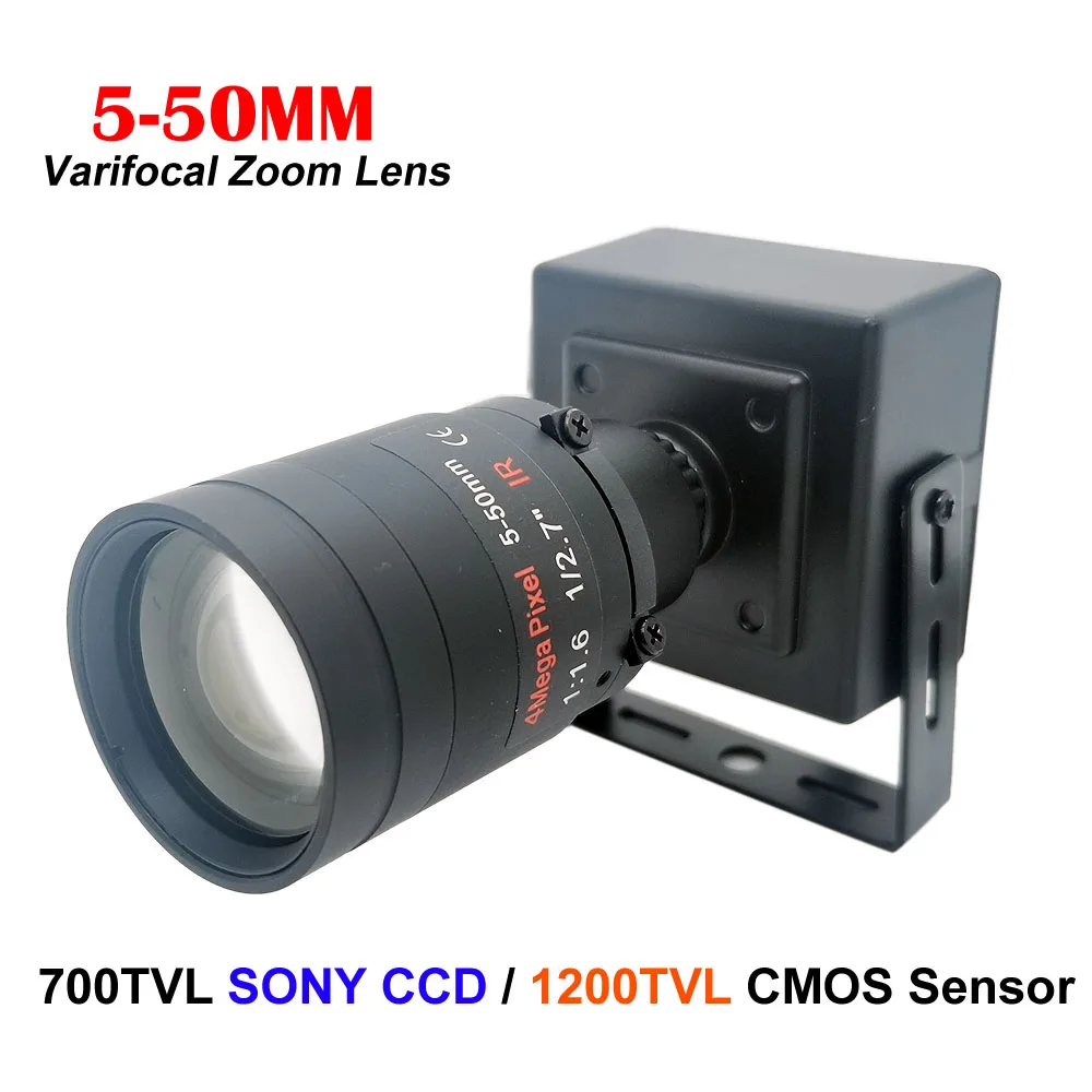 1200TVL / 700TVL SONY CCD Ef4140 Sensor 5-50mm HD Manual Focuse Djustable Lens Metal Mini Box Video CVBS CCTV Security Camera
1200TVL / 700TVL SONY CCD Ef4140 Sensor 5-50mm HD Manual Focuse Djustable Lens Metal Mini Box Video CVBS CCTV Security Camera