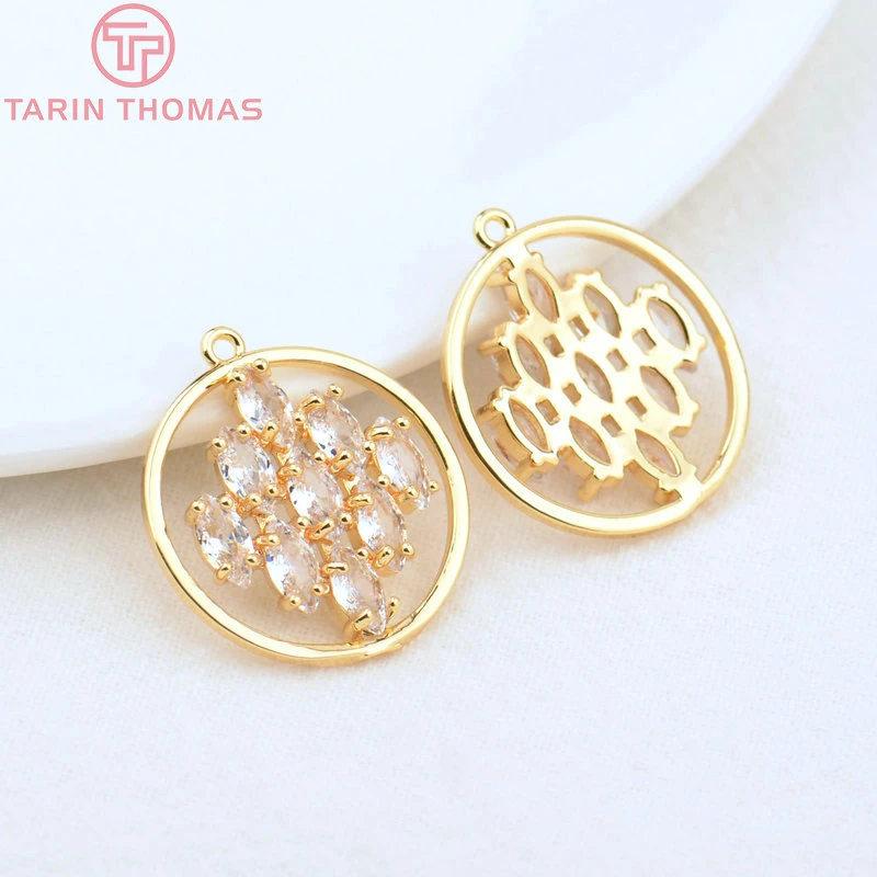 (3959)4PCS 20MM Hole 1MM 24K Gold Color Brass with Zircon Round Charms Pendant High Quality Diy Jewelry Finding Accessories
(3959)4PCS 20MM Hole 1MM 24K Gold Color Brass with Zircon Round Charms Pendant High Quality Diy Jewelry Finding Accessories