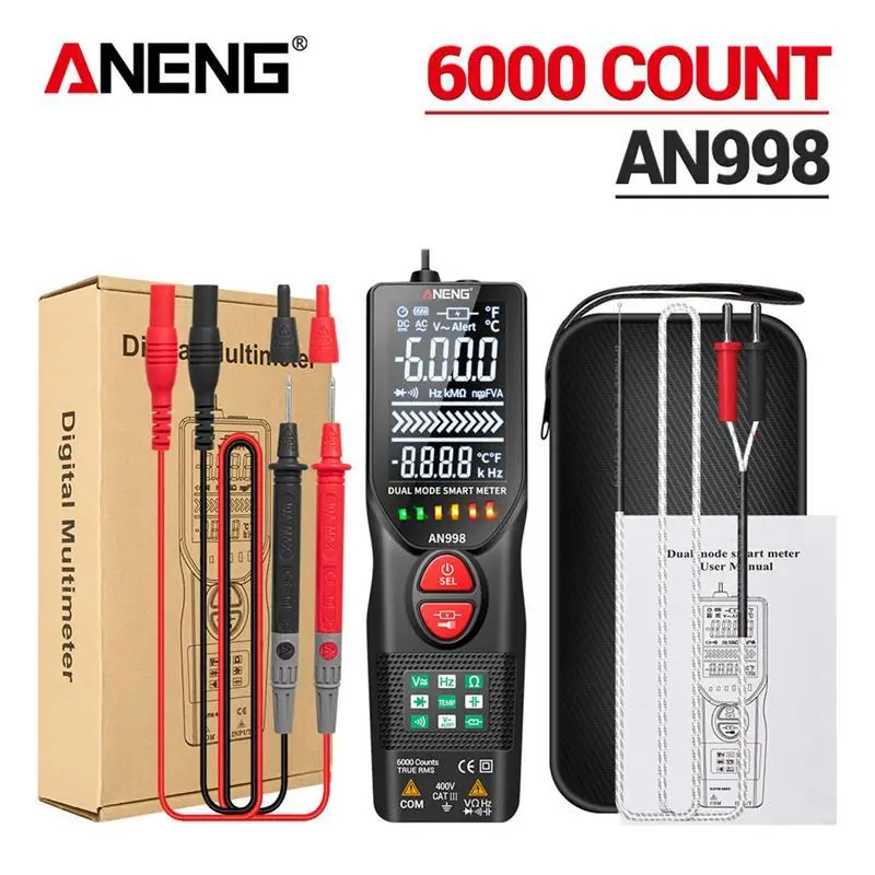 ANENG Multimeter 6000 Counts Automatic Digital Tester 2 Mode Electric Auto Ranging AC/DC Voltmeter Temp Ohm Hz Detector
ANENG Multimeter 6000 Counts Automatic Digital Tester 2 Mode Electric Auto Ranging AC/DC Voltmeter Temp Ohm Hz Detector