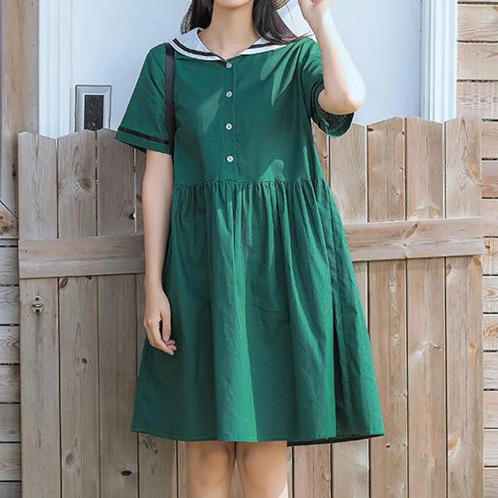 Japanese Summer Women Kawaii Dress Peter Pan Collar Lolita Dress Preppy Style Harajuku Female Korean Sweet Short-Sleeved Dresses
Japanese Summer Women Kawaii Dress Peter Pan Collar Lolita Dress Preppy Style Harajuku Female Korean Sweet Short-Sleeved Dresses