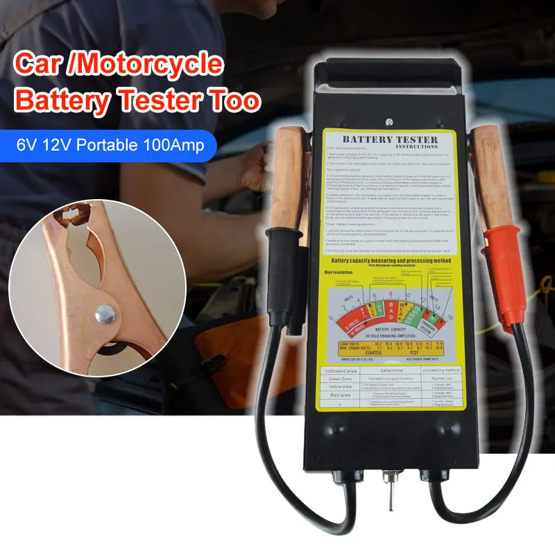 New Car Motorcycle Battery Tester Tool 6V 12V Portable 100Amp Metal Mechanics Tool Battery Load Tester
New Car Motorcycle Battery Tester Tool 6V 12V Portable 100Amp Metal Mechanics Tool Battery Load Tester