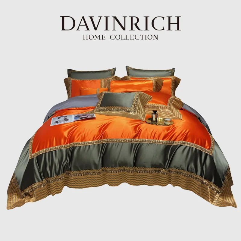 DAVINRICH Luxury Duvet Cover Set 140s Silk Satin Cotton Royal High End Embroidered European Neoclassical Style Bed Sheet Set
DAVINRICH Luxury Duvet Cover Set 140s Silk Satin Cotton Royal High End Embroidered European Neoclassical Style Bed Sheet Set