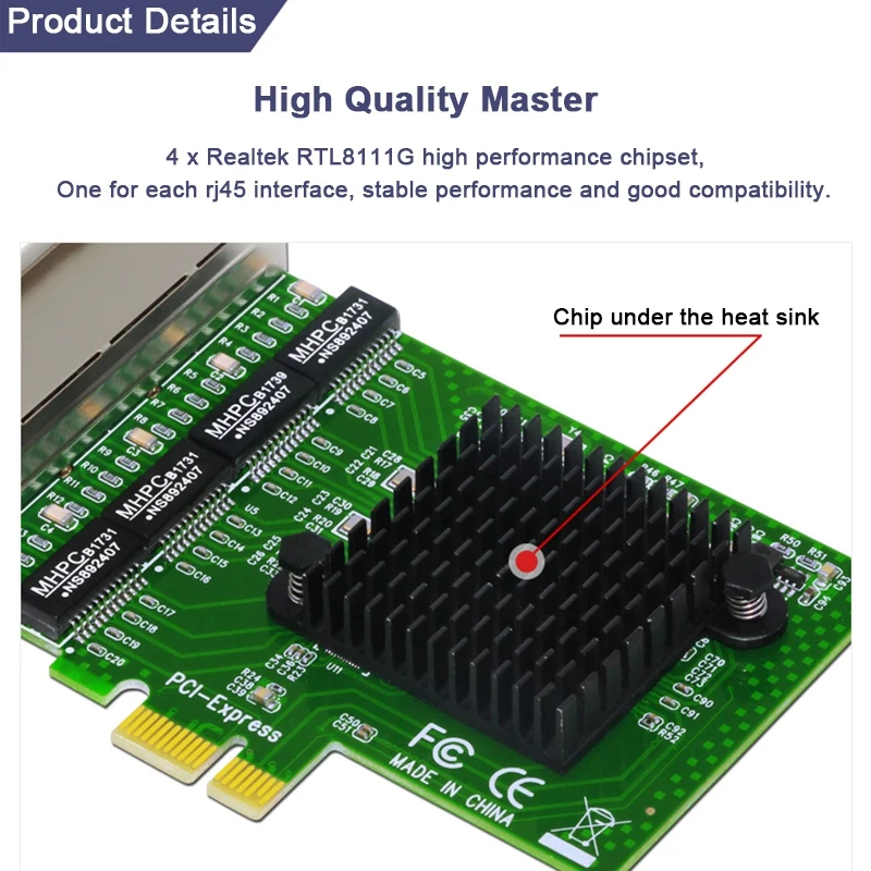 Network Card 4 Port Gigabit Ethernet 10/100/1000M PCI-E PCI Express To 4X Gigabit Ethernet Network Card LAN Adapter for Desktops
Network Card 4 Port Gigabit Ethernet 10/100/1000M PCI-E PCI Express To 4X Gigabit Ethernet Network Card LAN Adapter for Desktops