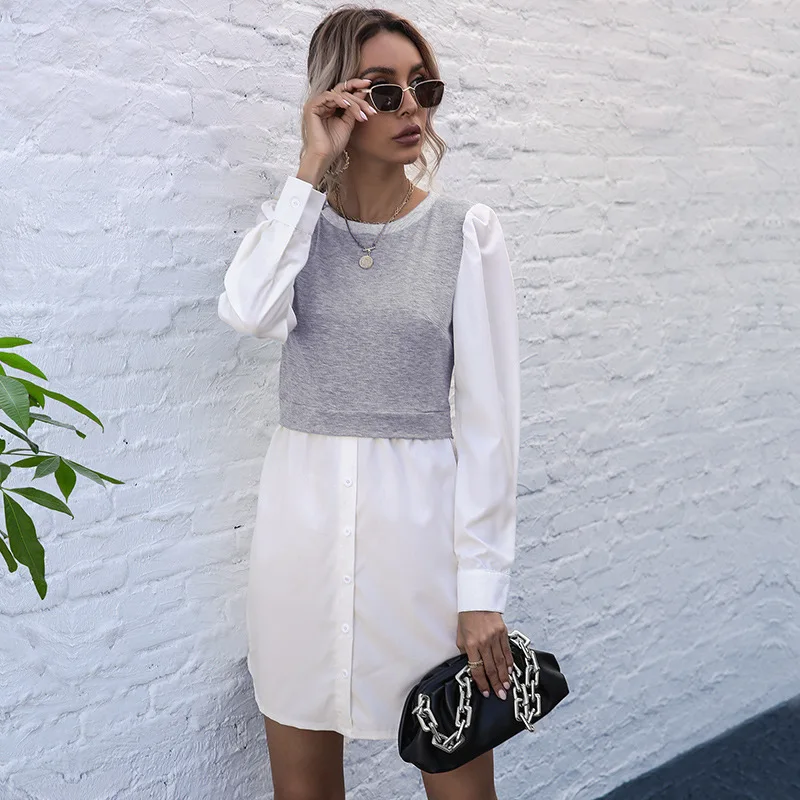 Casual Patchwork Shirt Dress Women Casual Spring and Summer New Slim Body Collision Color Office Lady Style Dress
Casual Patchwork Shirt Dress Women Casual Spring and Summer New Slim Body Collision Color Office Lady Style Dress