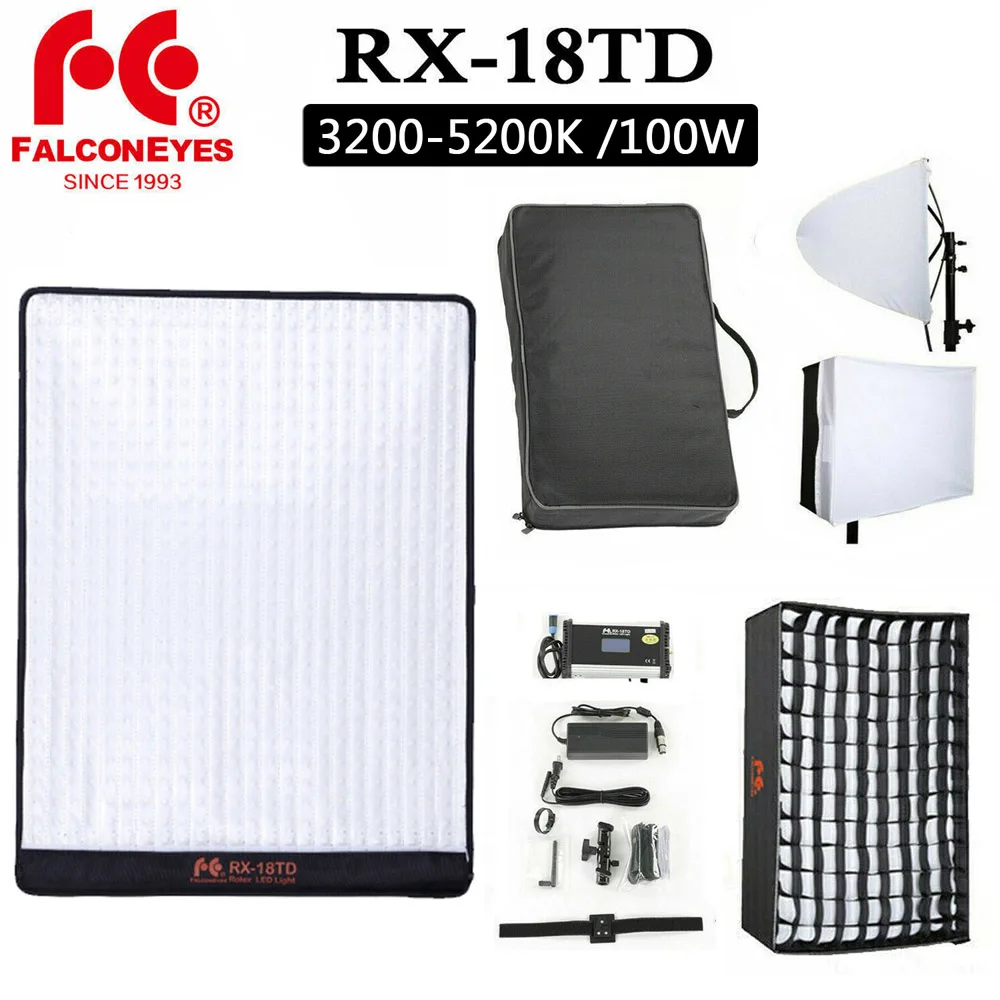 

Falcon Eyes Bi-Color RX-18TD 100W Photography LED Photo Video Light with Softbox Diffuser For Video Camera