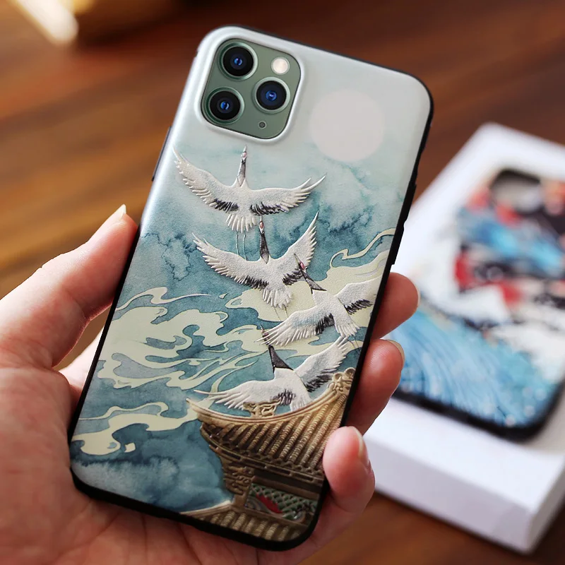 Огромный массивный чехол с тисненым водным драконом для Iphone 11 PRO MAX Матовый Ретро