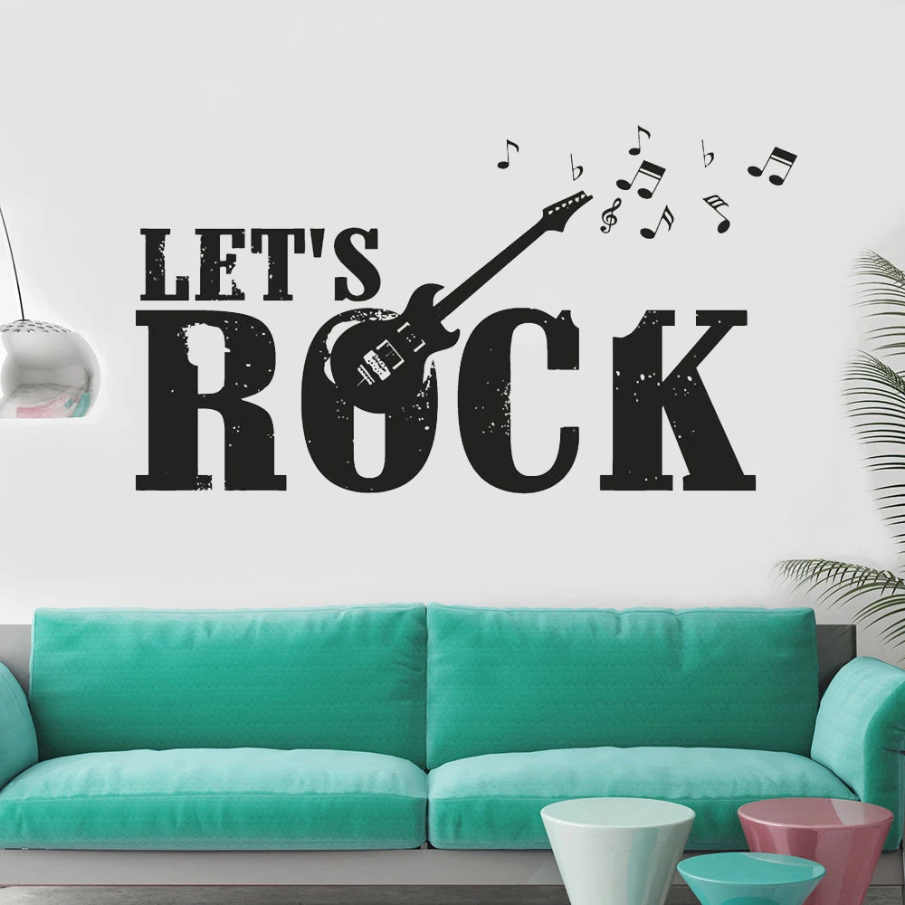 Let Rock настенные наклейки на гитару электромузыка ноты узор группы виниловые