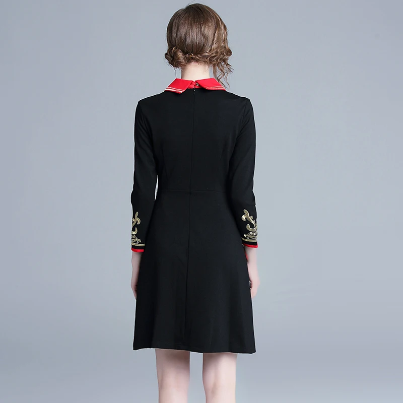 New Elegant Vintage Women Embroidery Slim Tunic Midi Dress Office Lady Wrist Sleeve Black Dresses Party Clothing 
New Elegant Vintage Women Embroidery Slim Tunic Midi Dress Office Lady Wrist Sleeve Black Dresses Party Clothing