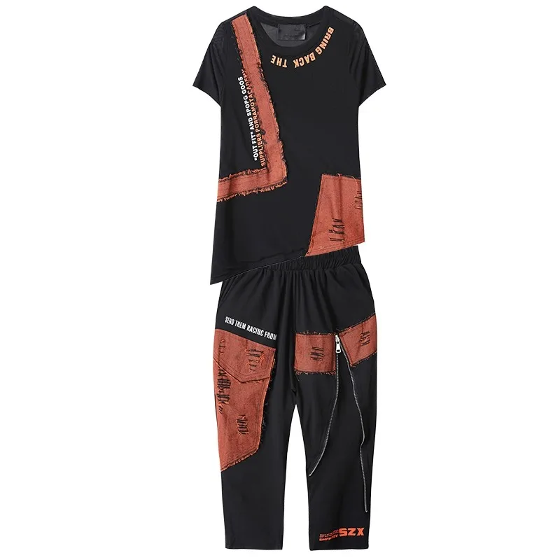 Women Summer Tracksuit Matching Sets Outfit Loose Fit Patchwork Pullover T-Shirts Tops Casual Elastic Drop Crotch Harem Pants
Women Summer Tracksuit Matching Sets Outfit Loose Fit Patchwork Pullover T-Shirts Tops Casual Elastic Drop Crotch Harem Pants