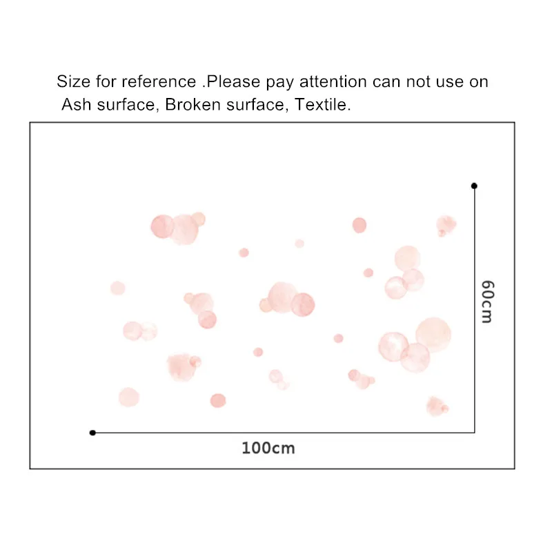 Акварельные наклейки на стену в горошек для детских комнат цветные креативные с