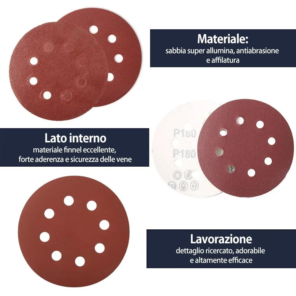 100Pcs Sandpaper 5in 8Hole Hook Loop Sanding Paper Sandpaper Grit 80/180/240/320/400/800/1000/1500/2000/3000 Sanding Paper Pad
100Pcs Sandpaper 5in 8Hole Hook Loop Sanding Paper Sandpaper Grit 80/180/240/320/400/800/1000/1500/2000/3000 Sanding Paper Pad
