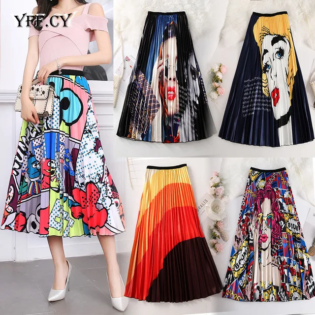 Europe Cartoon Pattern Pleated Skirt Women Street Korean Mid-Calf High Elastic Quality Skirts Party Holiday 2020 Printing Skirts
Europe Cartoon Pattern Pleated Skirt Women Street Korean Mid-Calf High Elastic Quality Skirts Party Holiday 2020 Printing Skirts