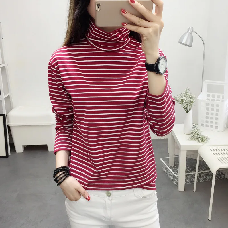 Turtleneck Fashion 2020 Women's T Shirt Women Striped Cotton Warm Autumn Winter T-shirts Femme Casual Slim Tops WXF696
Turtleneck Fashion 2020 Women's T Shirt Women Striped Cotton Warm Autumn Winter T-shirts Femme Casual Slim Tops WXF696
