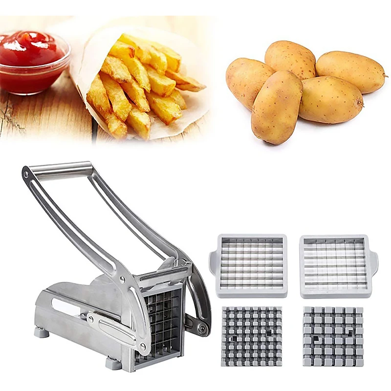 2 Blades Stainless Steel French Fry Potato Cutter Slicer Chipper For Cucumber Vegetables Carrot Kitchen Cooking Tools
2 Blades Stainless Steel French Fry Potato Cutter Slicer Chipper For Cucumber Vegetables Carrot Kitchen Cooking Tools