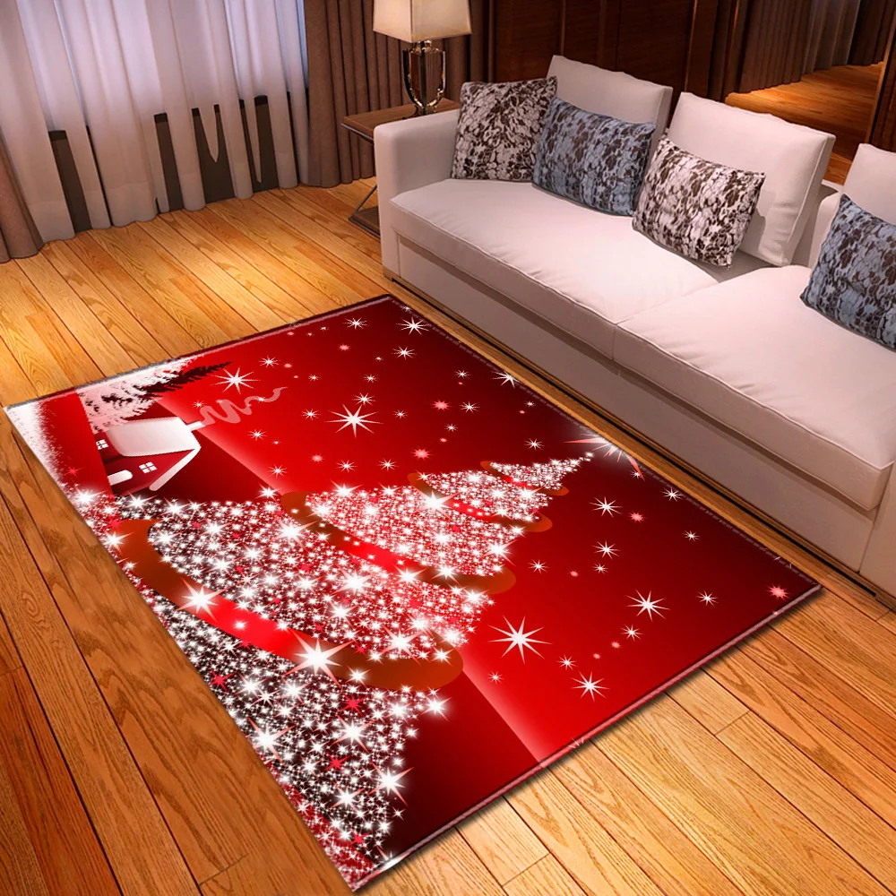 Фото Веселый Рождественский красный ковер для детской комнаты игровой коврик