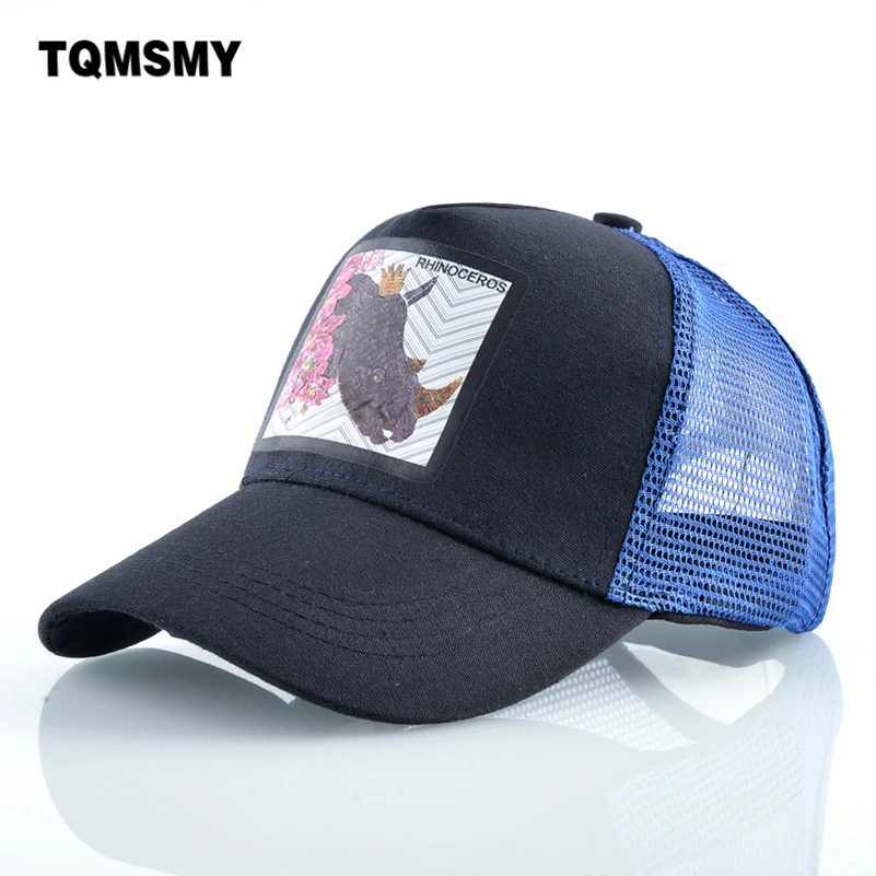 

Summer Cotton Snapback caps for men Rhino pattern Baseball Cap Women's Breathable Mesh Trucker Hat Unisex Hip Hop Bone Casquette