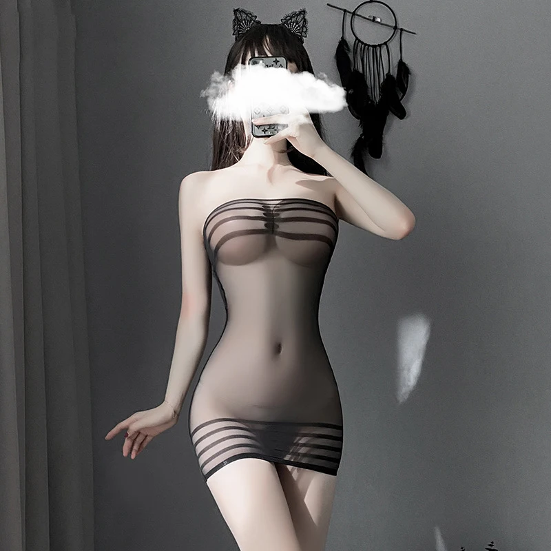 Women Sexy Mini Skirt perspective Striped tube top Nightwear Erotic Lingerie Sleepwear See Through Female Dress Nightgown
Women Sexy Mini Skirt perspective Striped tube top Nightwear Erotic Lingerie Sleepwear See Through Female Dress Nightgown