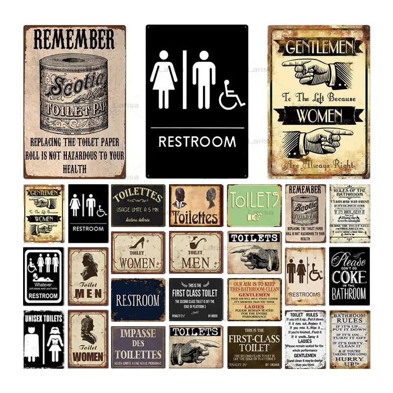 Toilet Sign Plaque Metal Vintage Bathroom Metal Sign Tin Sign Wall Decor for Toilet Bathroom Metal Painting Wall Sticker
Toilet Sign Plaque Metal Vintage Bathroom Metal Sign Tin Sign Wall Decor for Toilet Bathroom Metal Painting Wall Sticker