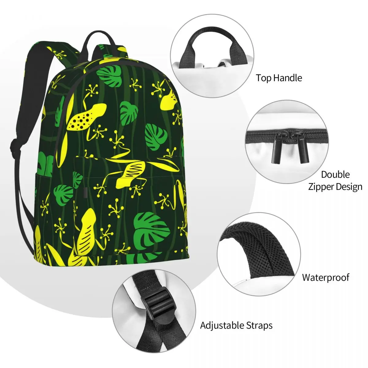 Backpack School Bookbag Contour Frogs And Leaves Waves Teenger Girl Bag Bagpack | Багаж и сумки