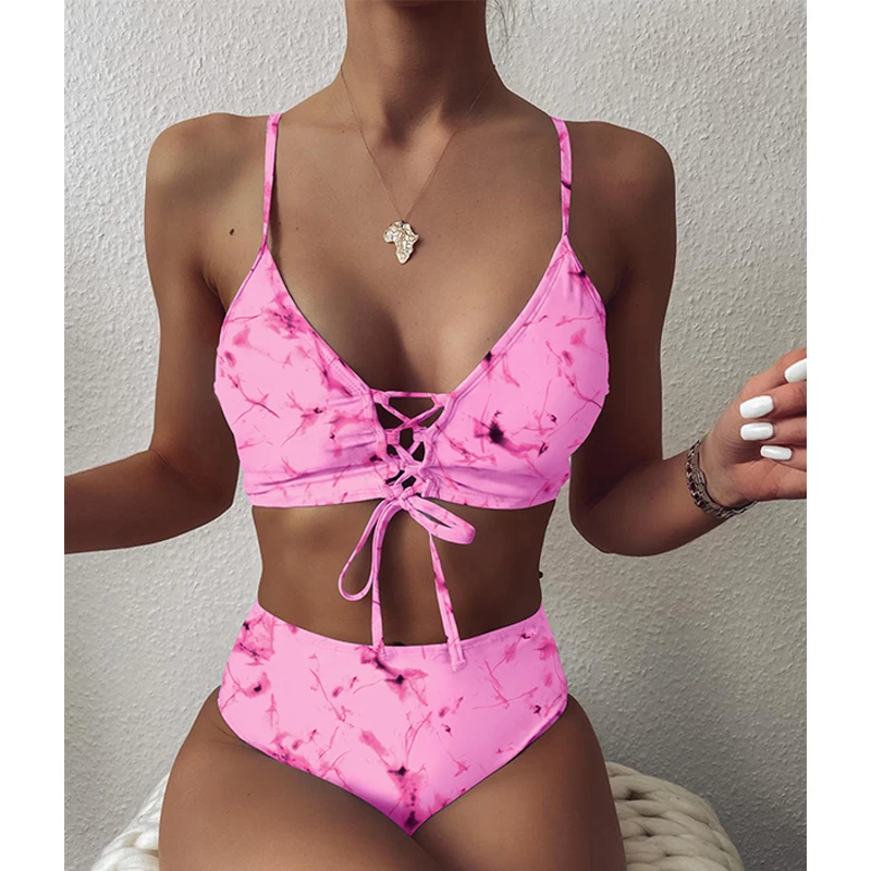 Mossha High waist sexy bikini set Printed women's swimsuit solid Lace up tie dye bikinis 2020 mujer swimwear Knot bathing suit
Mossha High waist sexy bikini set Printed women's swimsuit solid Lace up tie dye bikinis 2020 mujer swimwear Knot bathing suit