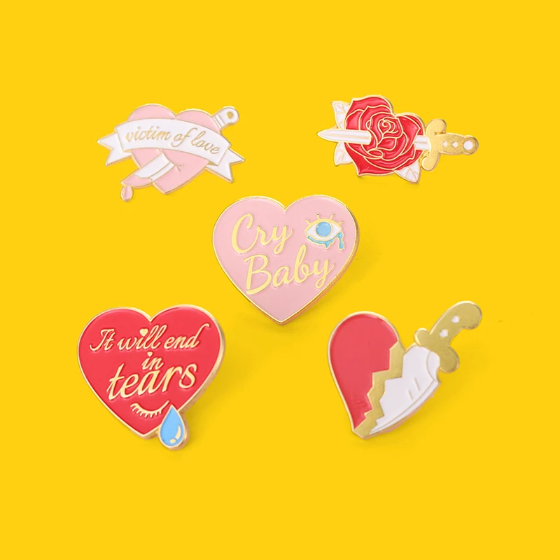 Heart Shaped Enamel Pin Broken Heart "It Will End in Tears"Brooches Decoration Hat Badge for People Who Have Been Hurt Emotion
Heart Shaped Enamel Pin Broken Heart "It Will End in Tears"Brooches Decoration Hat Badge for People Who Have Been Hurt Emotion