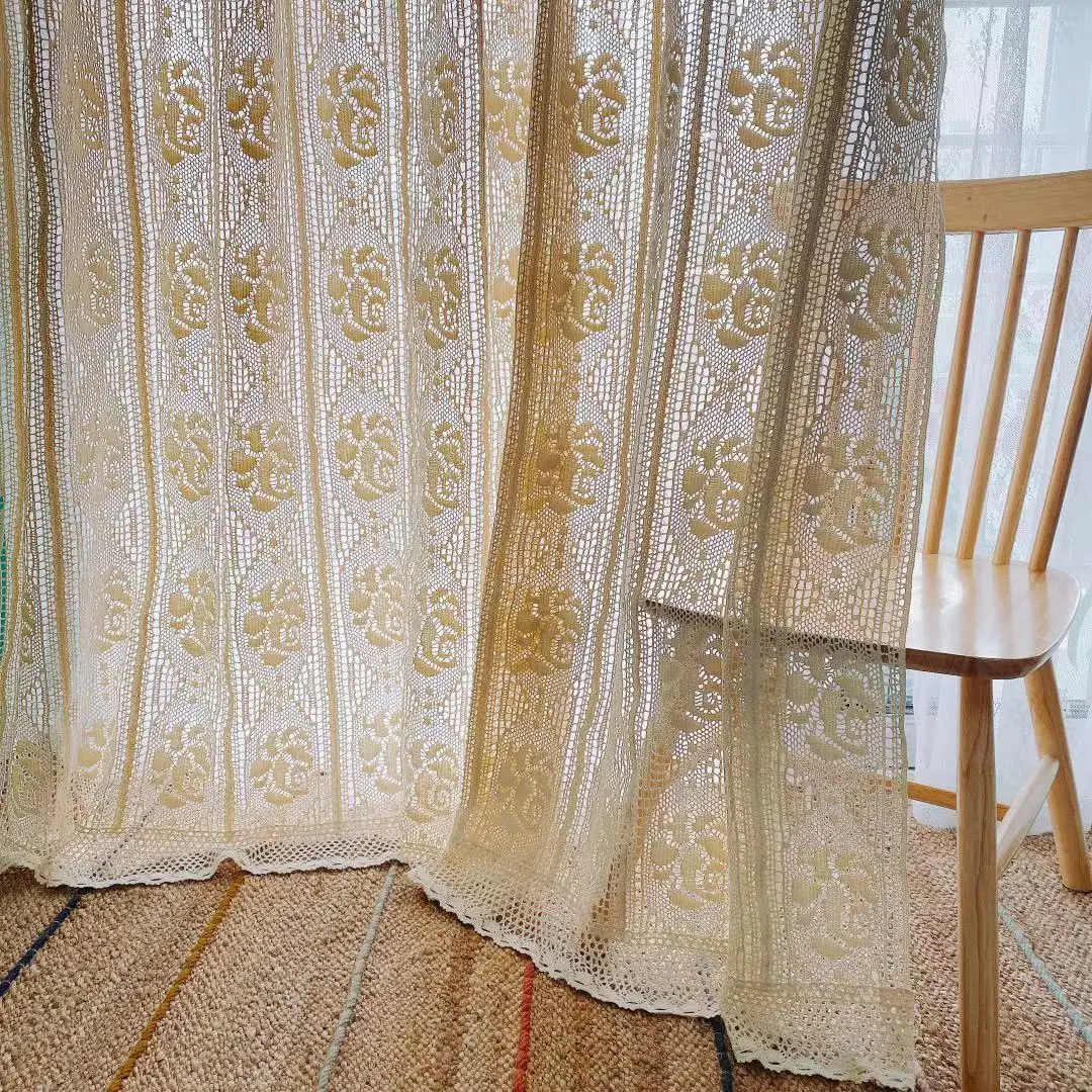 Nordic pastoral hollow out lace crochet cotton thread weaving partition cortinas bedroom rose floral window curtain living room
Nordic pastoral hollow out lace crochet cotton thread weaving partition cortinas bedroom rose floral window curtain living room