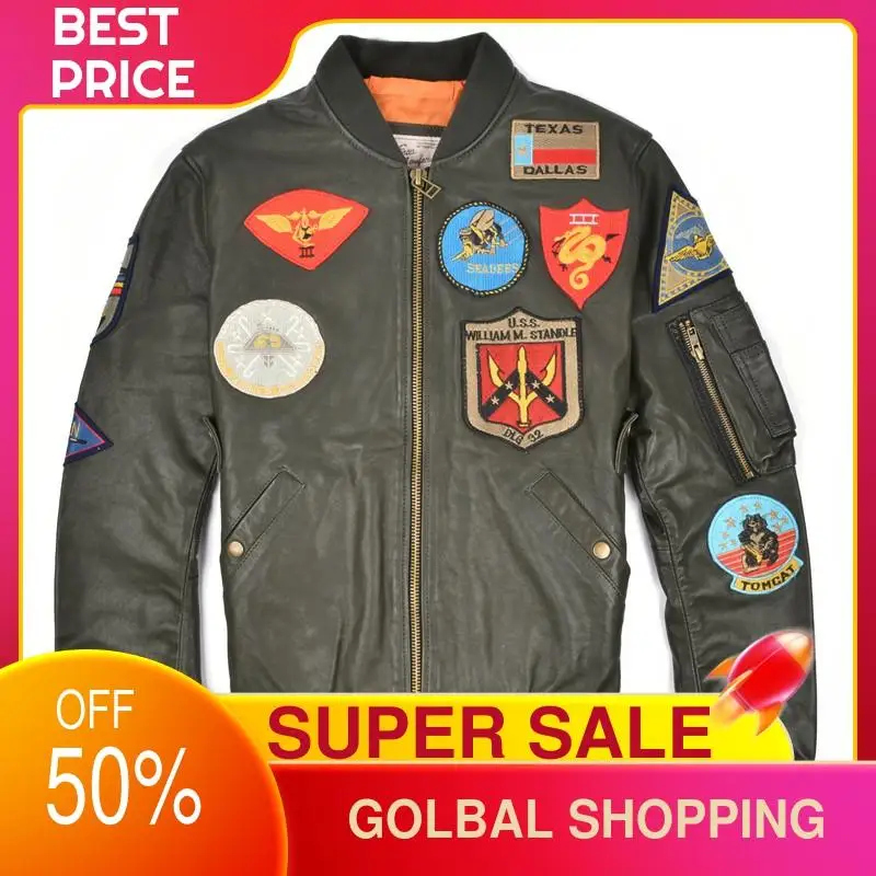 2021 Military Style Green Pilot Leather Jacket Men Plus Size 6XL Genuine Natural Sheepskin Autumn Slim Fit Aviation Coat
2021 Military Style Green Pilot Leather Jacket Men Plus Size 6XL Genuine Natural Sheepskin Autumn Slim Fit Aviation Coat
