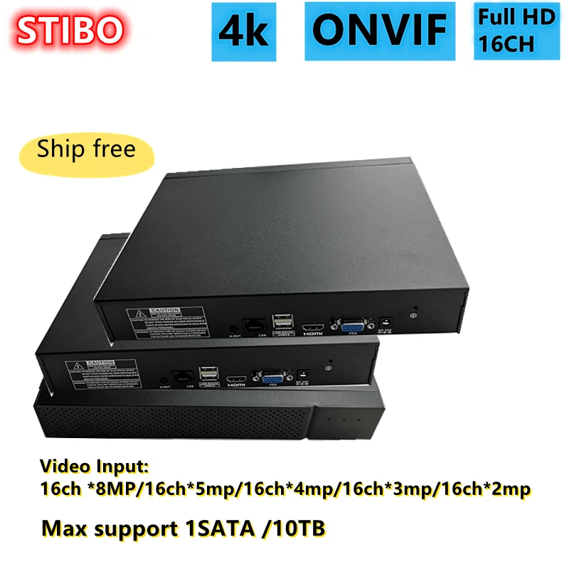 Сетевой видеорегистратор 16 каналов 4K NVR 1SATA 8 Мп макс. до 10 ТБ HDD для IP-камеры App mobile