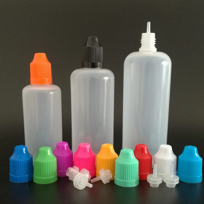 

100pcs 60ml 100ml 120ml Empty E Liquid Vials PE Translucent Plastic Bottles With Childproof Caps And Long Thin Needle Tips