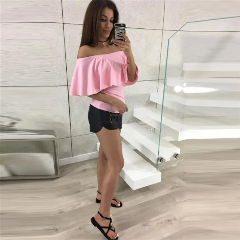Fashion Women Summer Off Shoulder Blouse Ruffle Shirts Sexy Solid Color Tops Ladies Elegant Short Sleeve Shirt Tops
Fashion Women Summer Off Shoulder Blouse Ruffle Shirts Sexy Solid Color Tops Ladies Elegant Short Sleeve Shirt Tops