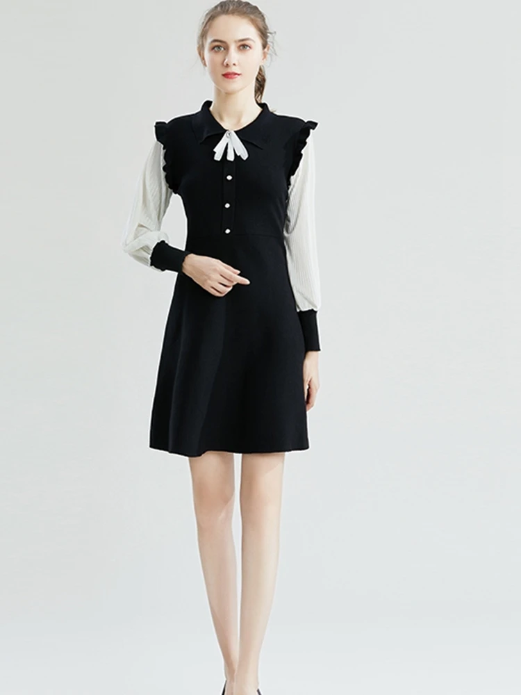 2021 New Spring Women Bow Tie Turn-Down Collar Sweater Dresses French Vintage Sweet Lantern Sleeve Splice Knitted Vestidos
2021 New Spring Women Bow Tie Turn-Down Collar Sweater Dresses French Vintage Sweet Lantern Sleeve Splice Knitted Vestidos