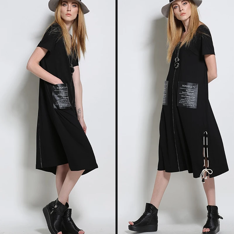 2021 Plus Size Short Sleeve Fashion European Womens Casual Long Dresses Zipper Pockets Ladies Summer Maxi Dress Black Vestidos
2021 Plus Size Short Sleeve Fashion European Womens Casual Long Dresses Zipper Pockets Ladies Summer Maxi Dress Black Vestidos