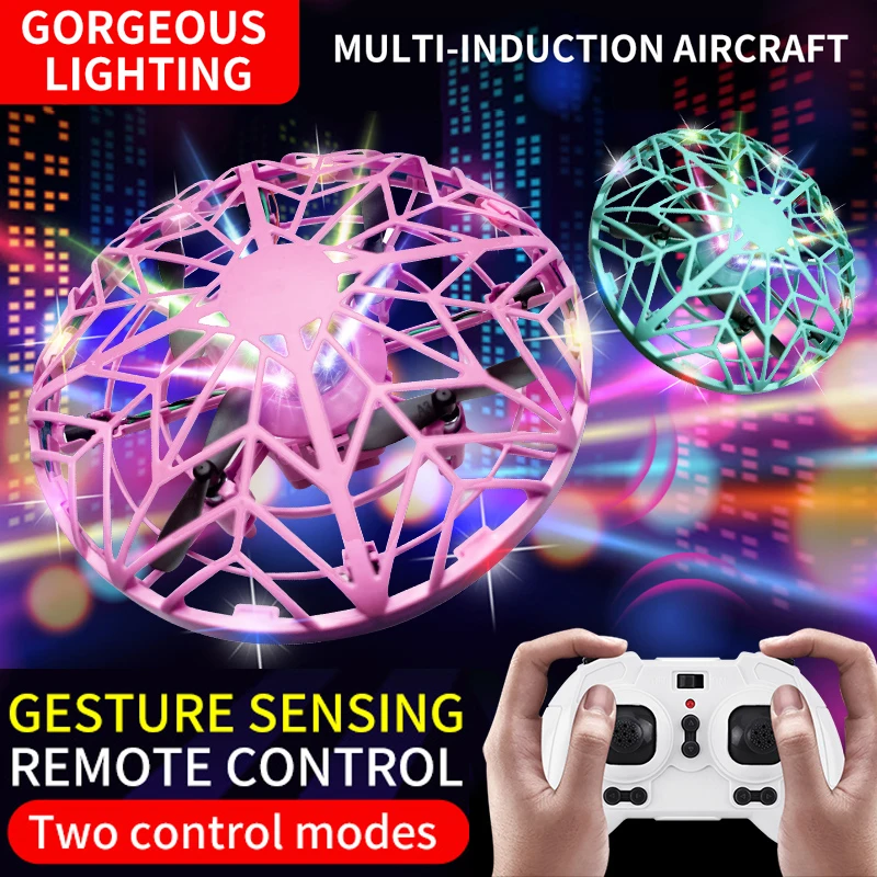 

Induction Aircraft Remote Control Colorful Lights UFO Four-axis Aircraft Children's Toys Mini Suspended Rotating Flying Saucer