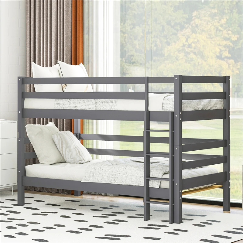 

Кровать Лофт из сосновой древесины, подвижная 2 кровати, деревянная рама в сборе, двухъярусная кровать с Полноразмерным поручнем и лестнице...