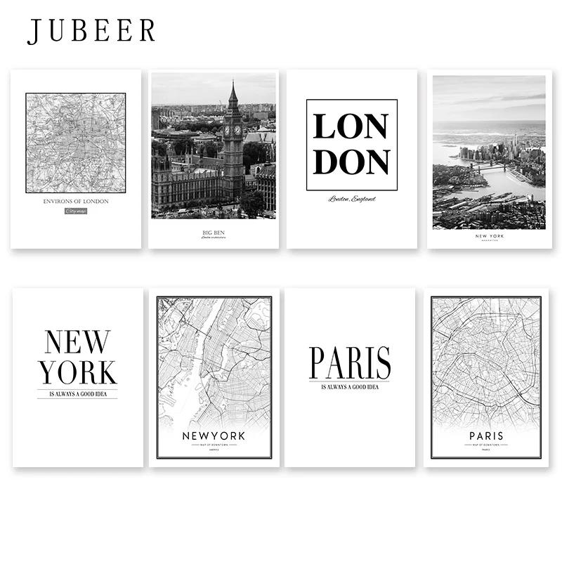 Modern New York London Paris City Map Wall Art Picture For Living Room Black and White Posters and Prints Home Decor 
Modern New York London Paris City Map Wall Art Picture For Living Room Black and White Posters and Prints Home Decor