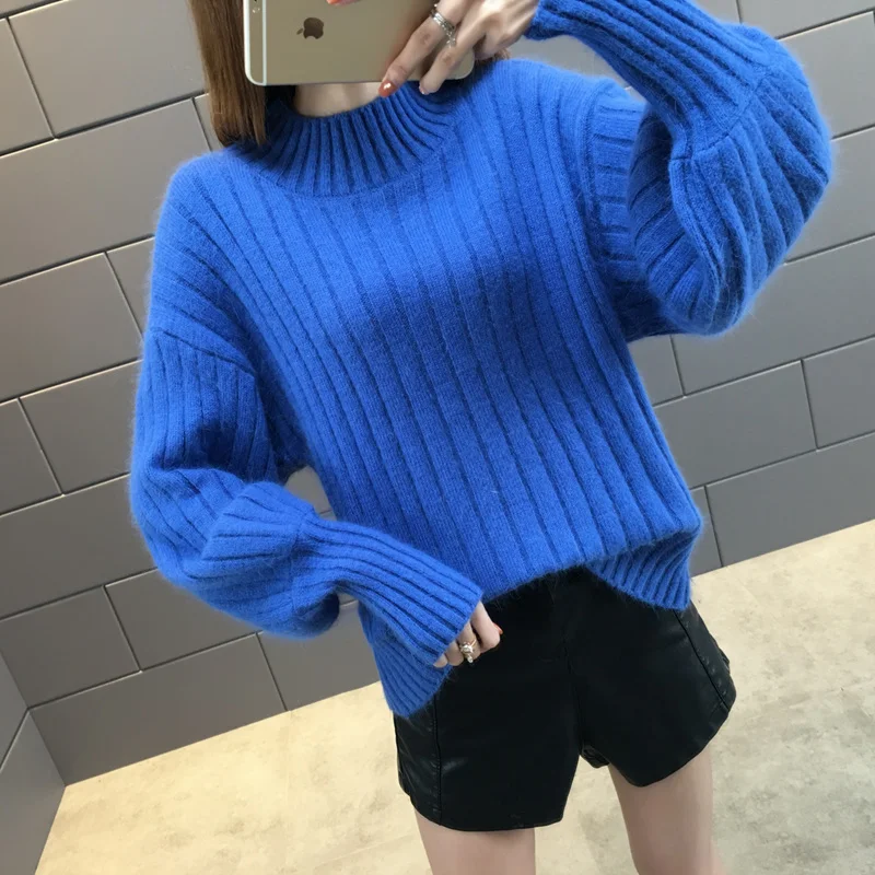 2021 Lantern Sleeve Half Turtleneck Sweater Ladies New Lazy Style Autumn Winter Loose Pullover Fashion Knitted Bottoming Shirt
2021 Lantern Sleeve Half Turtleneck Sweater Ladies New Lazy Style Autumn Winter Loose Pullover Fashion Knitted Bottoming Shirt