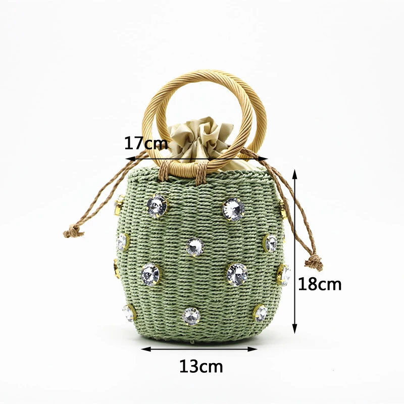 2020 New Handmade Rhinestone Crystal Embellished Straw Bag Small Straw Bucket Bags Lady Travel Purses and Handbags
2020 New Handmade Rhinestone Crystal Embellished Straw Bag Small Straw Bucket Bags Lady Travel Purses and Handbags