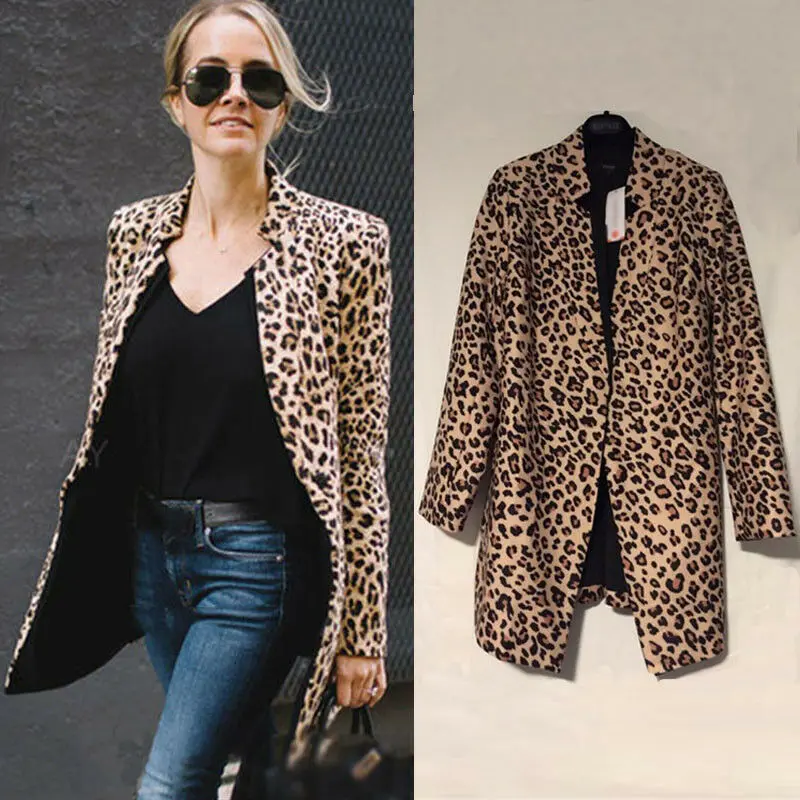 Plus Size Women Casual Coat 2019 Autumn Winter New Leopard Print Long Sleeve Slim Coats Outwear Warm Female Blends
Plus Size Women Casual Coat 2019 Autumn Winter New Leopard Print Long Sleeve Slim Coats Outwear Warm Female Blends