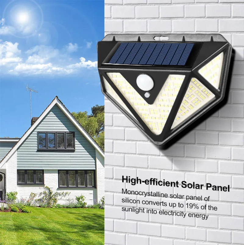 

166 LED Solar Light PIR Motion Sensor Solar Lamp Waterproof Outdoor Solar Powered Sunlight Light for Garden Yard Path Decor