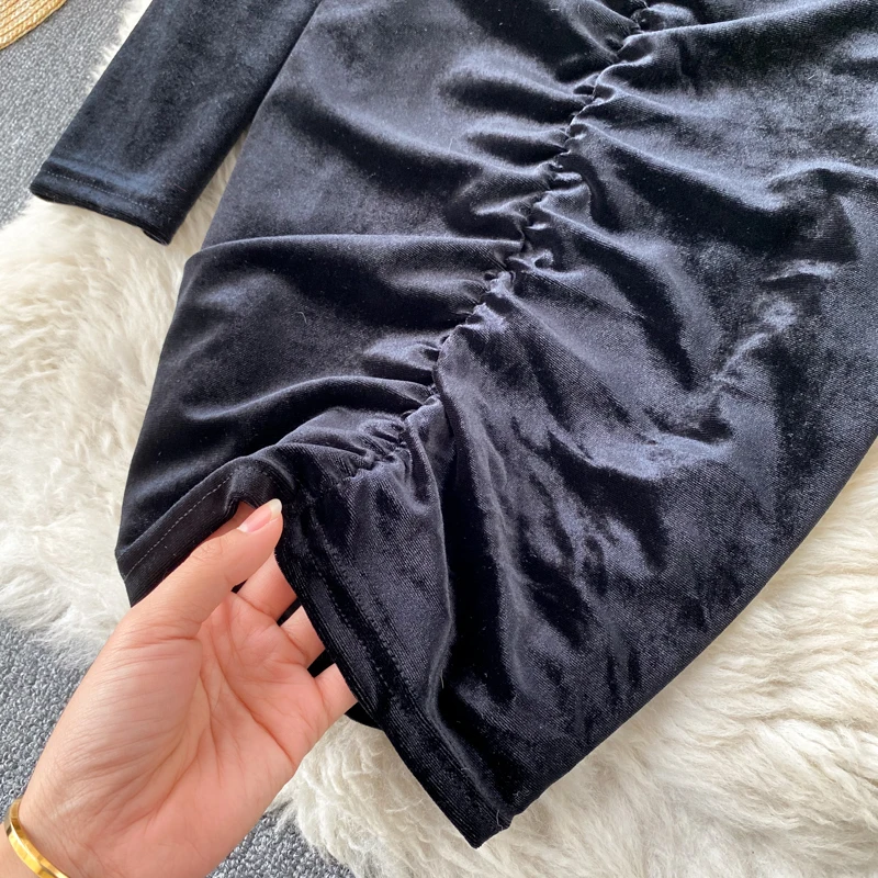 Sexy Halter Hollow Out Bodycon Dress Female Elegant Long Sleeve Draped Mini Vestidos Women 2021 Spring Autumn New Fashion
Sexy Halter Hollow Out Bodycon Dress Female Elegant Long Sleeve Draped Mini Vestidos Women 2021 Spring Autumn New Fashion