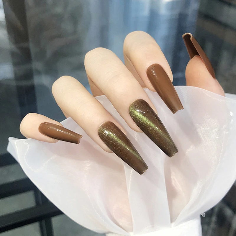 False Nails Gourd Coffee Golden Cat's Eye Wear Nail Stickers Finished Nail Stickers 24 Nail Stickers With Glue STTX889
False Nails Gourd Coffee Golden Cat's Eye Wear Nail Stickers Finished Nail Stickers 24 Nail Stickers With Glue STTX889