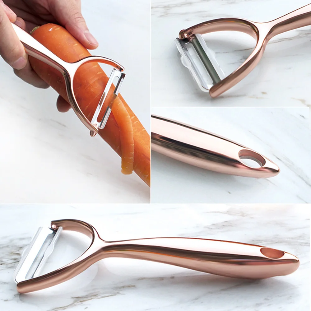 Rose Gold Zinc Alloy Y Type Rotatable Fruit Slicer Vegetable Potato Peeler Sharp Carrot Paring Blade Kitchen Tools
Rose Gold Zinc Alloy Y Type Rotatable Fruit Slicer Vegetable Potato Peeler Sharp Carrot Paring Blade Kitchen Tools