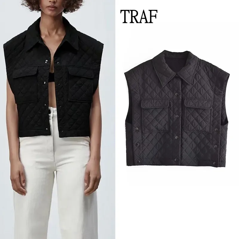 TRAF Woman 2021 Fashion Black Jacket Women Vest Vintage Women's Solid Loose Sleeveless Jacket Women Clothing Warm Vest Coat
TRAF Woman 2021 Fashion Black Jacket Women Vest Vintage Women's Solid Loose Sleeveless Jacket Women Clothing Warm Vest Coat